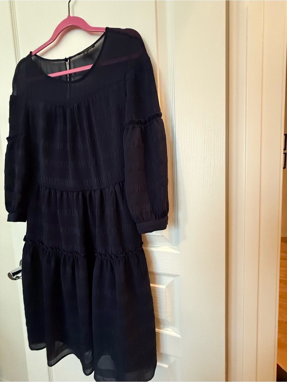 Banana Republic Navy Sheer Yoke Blouse